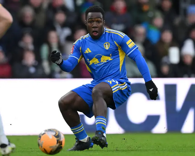 Wilfried Gnonto on the ball for Leeds