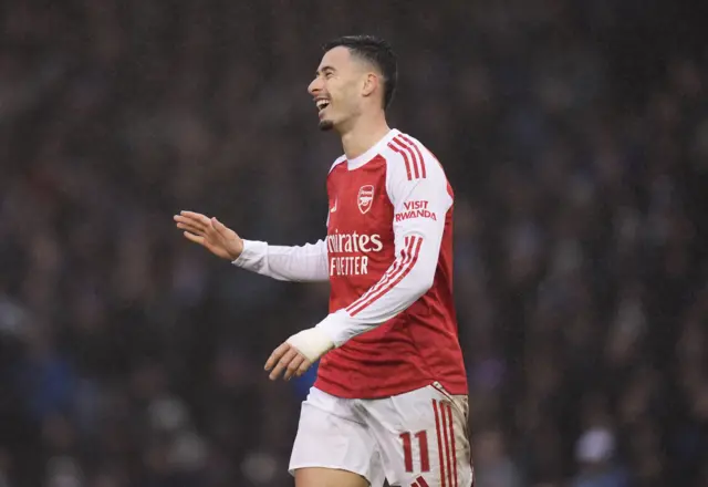 Gabriel Martinelli celebrates