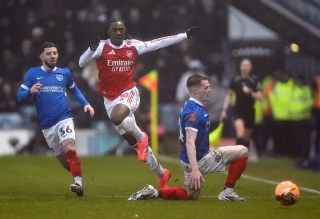 Eberechi Eze gets past Terry Devlin