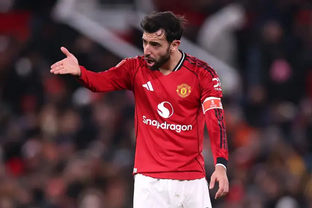 Bruno Fernandes instructs his teammates