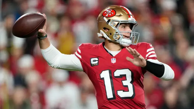 Brock Purdy throws a pass for the San Francisco 49ers