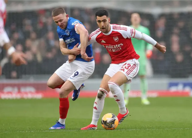 Mikel Merino holds off the challenge of Colby Bishop