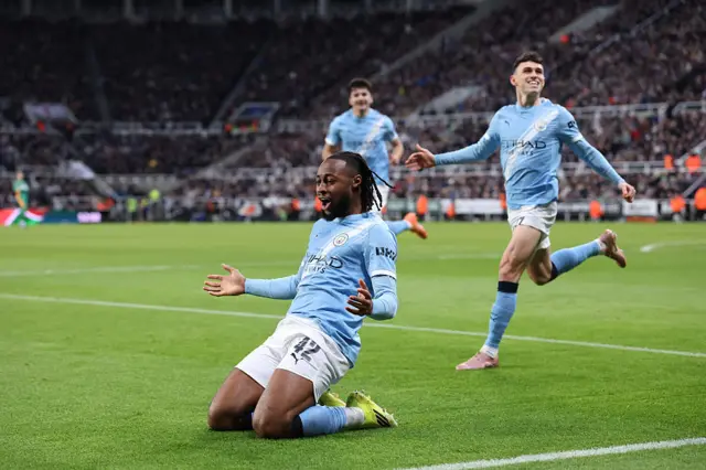 Antoine Semenyo of Manchester City celebrates