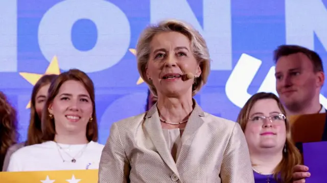 Ursula Von de Leyen speaking at event