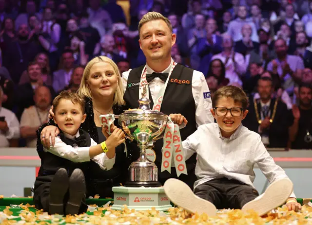 Kyren Wilson with his family after winning the 2024 World Championship