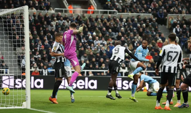 Manchester City's Antoine Semenyo scores their second goal