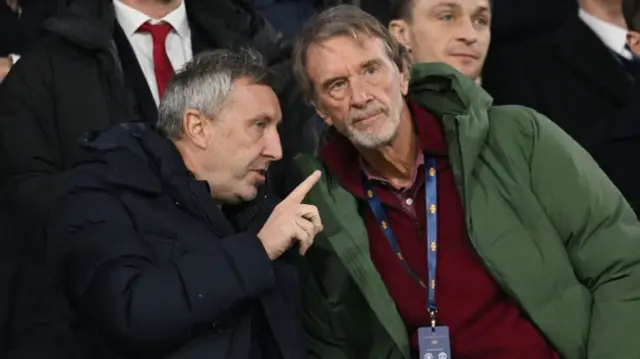 Jason Wilcox, Technical Director of Manchester United, and Sir Jim Ratcliffe, Minority Shareholder of Manchester United, are seen in attendance