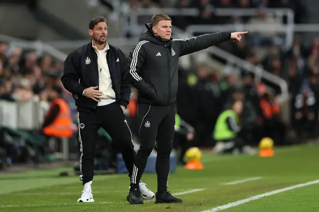 Eddie Howe, Manager of Newcastle United, gestures
