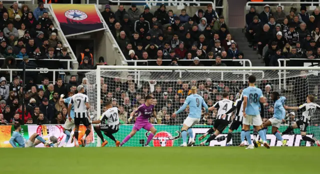 Manchester City's Antoine Semenyo scores their first goal
