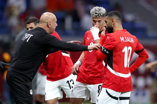 Salah and co get a team talk from coach Hassan