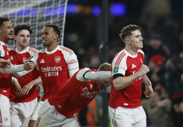 Arsenal's Viktor Gyokeres celebrates scoring their second goal