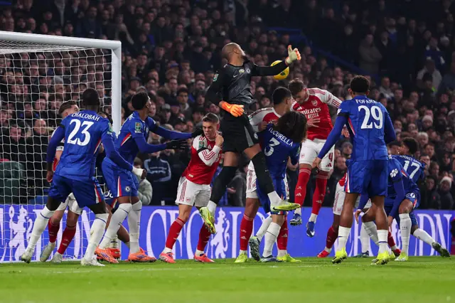 Ben White of Arsenal scores the opening goal