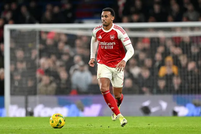 Gabriel of Arsenal on the ball