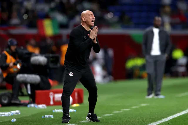 Hossam Hassan shouts instructions from his technical area