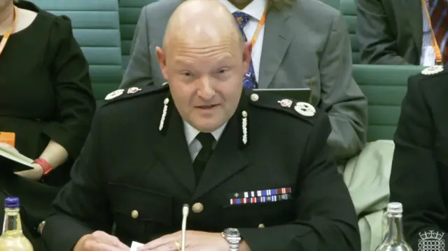Screen grab taken from Parliament TV of chief constable of West Midlands Police Craig Guildford giving evidence to the Home Affairs Committee on football policing