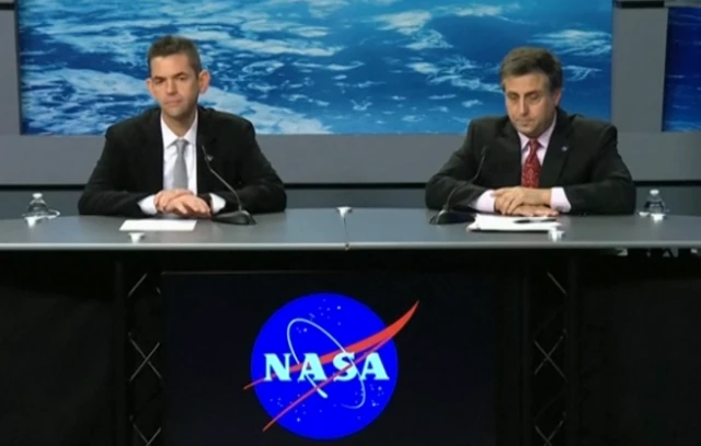 Nasa employees giving press conference