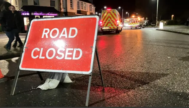A road closure sign in Exmouth.