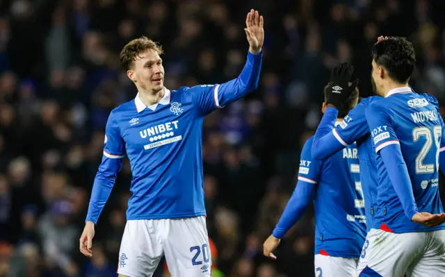 Dowell celebrates his third Rangers goal