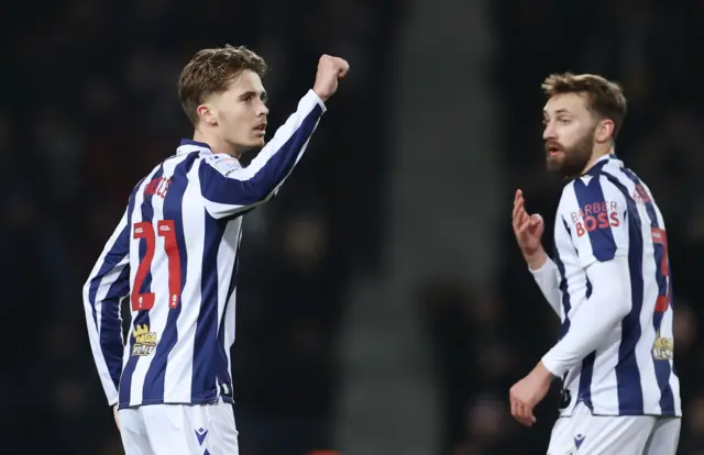 Isaac Price of West Bromwich Albion celebrates
