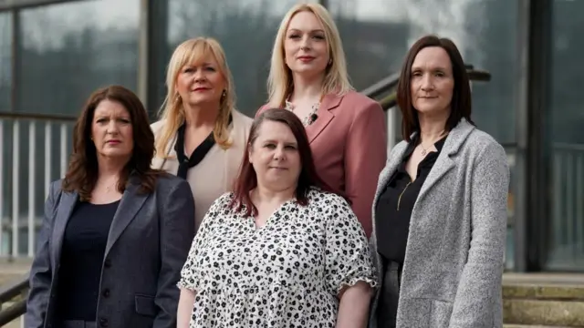 Bethany Hutchison is seen with some of the nurses who were part of the case against the Darlington and County Durham NHS Trust