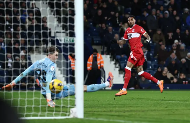 Delano Burgzorg of Middlesbrough scores his team's third goal
