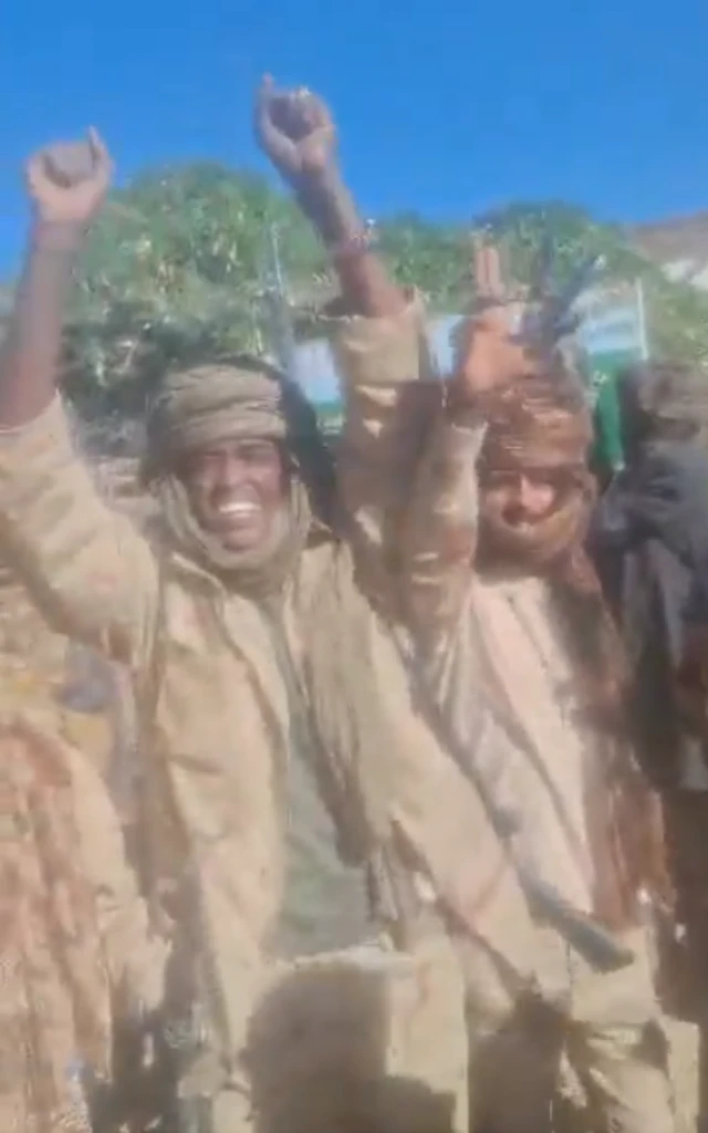 A screengrab showing Rapid Support Forces (RSF) fighters celebrating in Sudan