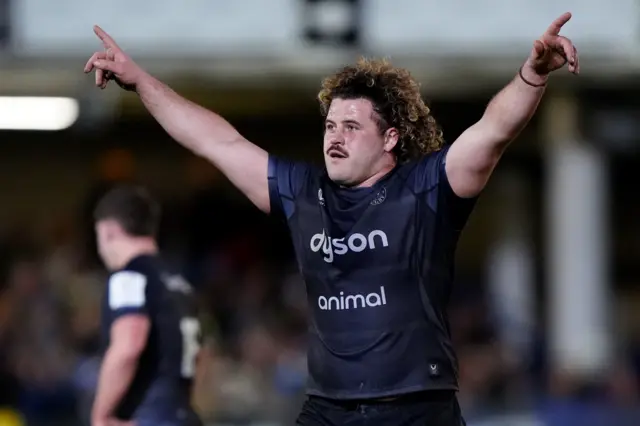 Alfie Barbeary celebrates