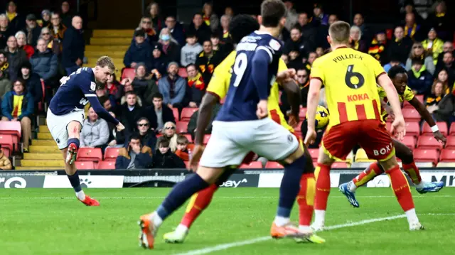 Millwall's Alfie Doughty has a shot at goal