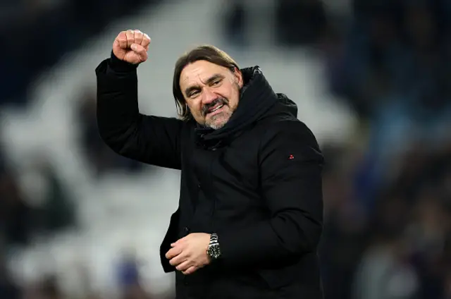 Daniel Farke, Manager of Leeds United, celebrates