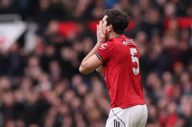 Harry Maguire of Manchester United reacts