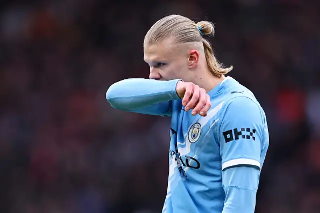 Erling Haaland of Manchester City looks on