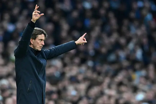 Thomas Frank manager of Tottenham Hotspur gestures