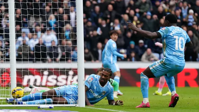 Haji Wright slides over the line to score Coventry's winner