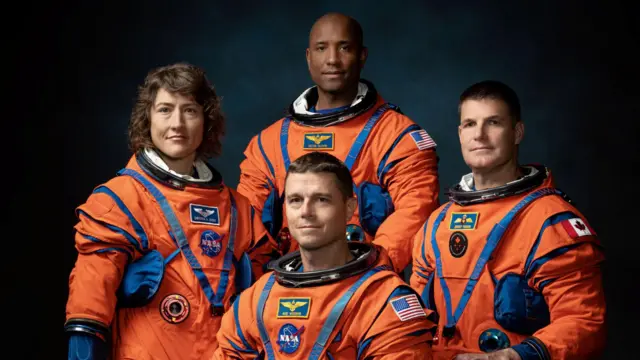 NASA astronauts Christina Koch, Victor Glover, Reid Wiseman and Canadian Space Agency astronaut Jeremy Hansen, the four-member team chosen for the Artemis II mission