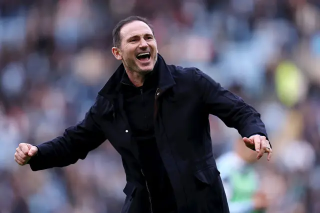Frank Lampard about to punch the air towards the Coventry fans