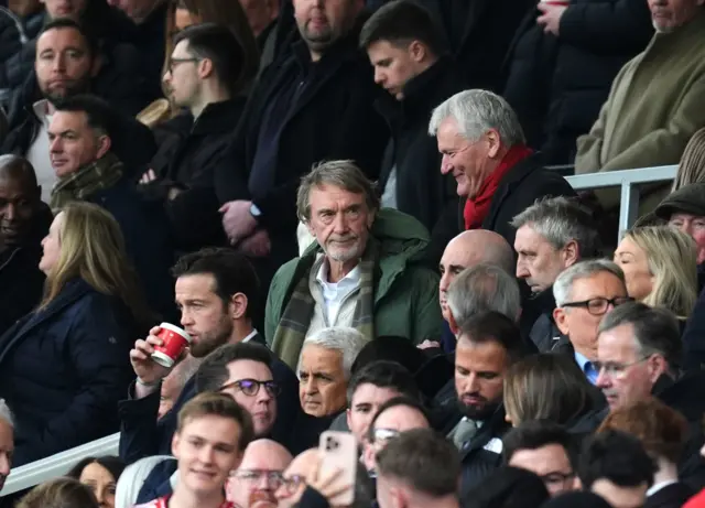 Manchester United co-owner Sir Jim Ratcliffe in the stands.