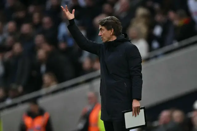 Tottenham Hotspur's Danish head coach Thomas Frank gestures