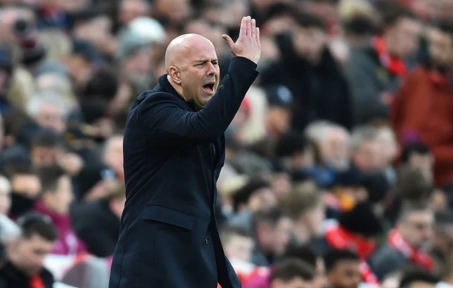 Liverpool manager Arne Slot reacts