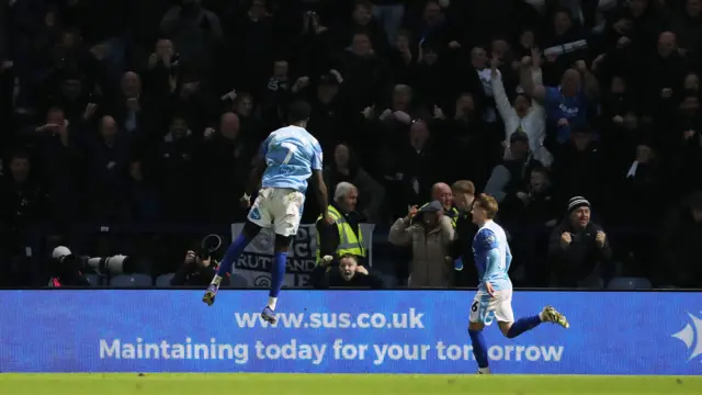 Patrick Agyemang celebrates scoring