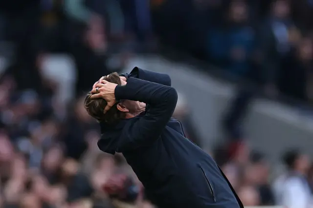 Thomas Frank manager / head coach of Tottenham Hotspur reacts