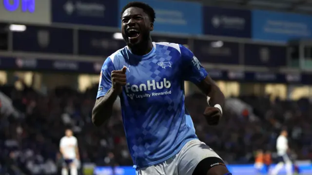 Patrick Agyemang celebrates scoring