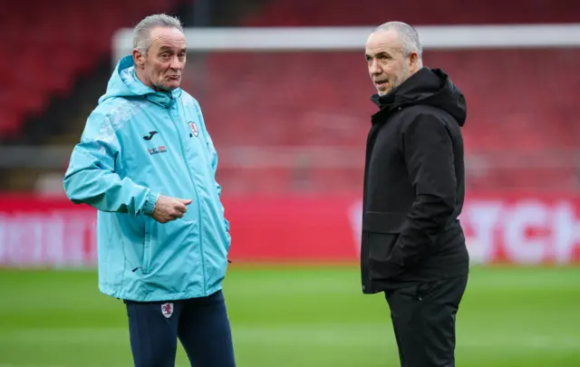 Raith Rovers assistant Andy Millen and Dougie Imrie