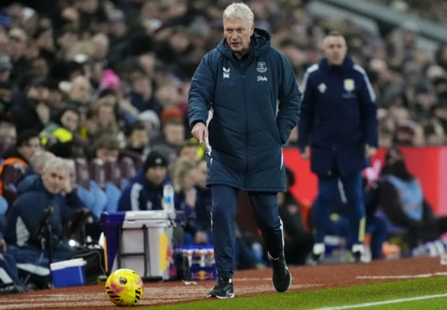 Everton manager David Moyes looks on
