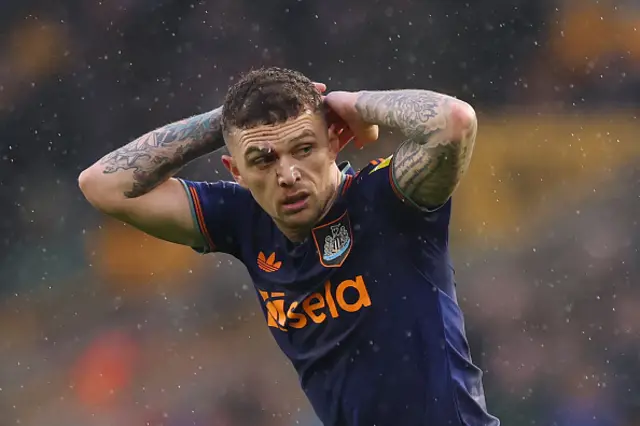 Kieran Trippier of Newcastle United reacts