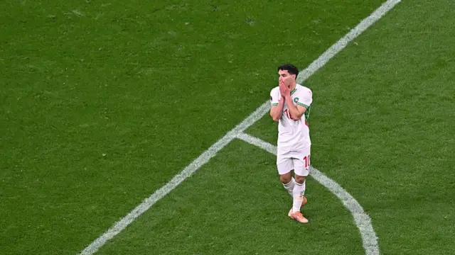 Brahim Diaz reacts after missing a penalty