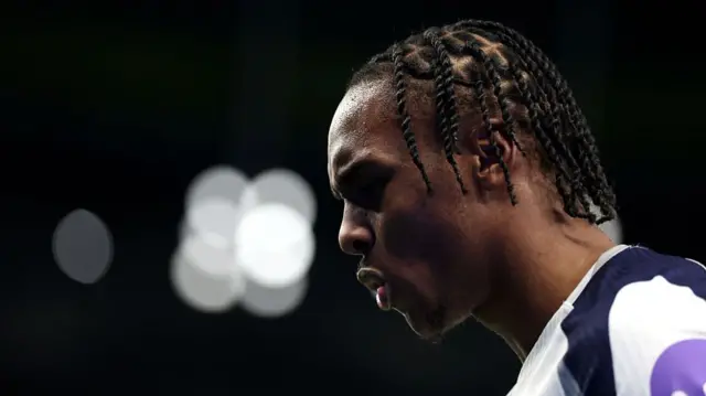 A side-profile headshot of Tottenham's Mathys Tel