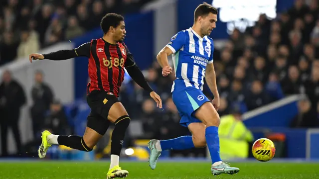 AFC Bournemouth's Amine Adli in action with Brighton & Hove Albion's Joel Veltman