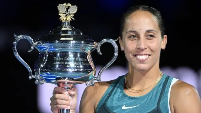 Madison Keys with the Australian Open trophy