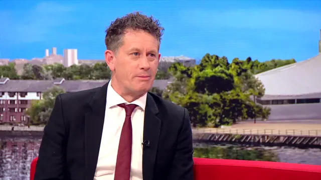 Southworth sat on the red BBC Breakfast sofa