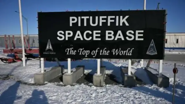 Snowy sign reading Pituffik Space Base